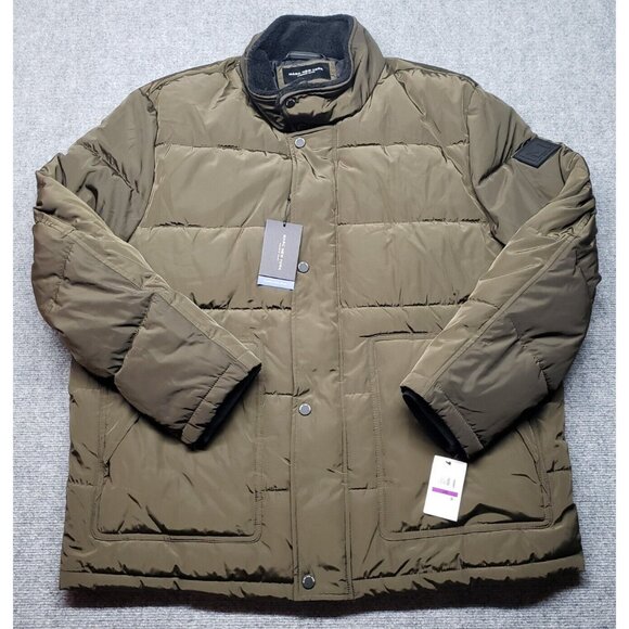 Marc New York Puffer Jacket Mens Size 2XL Green Polyester Pockets Button New